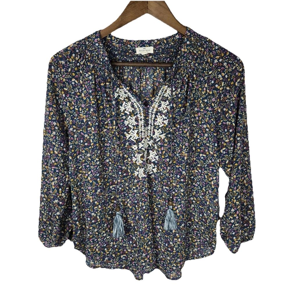 Mason Belle Embroidered Mini Floral Cottagecore Blouse Small